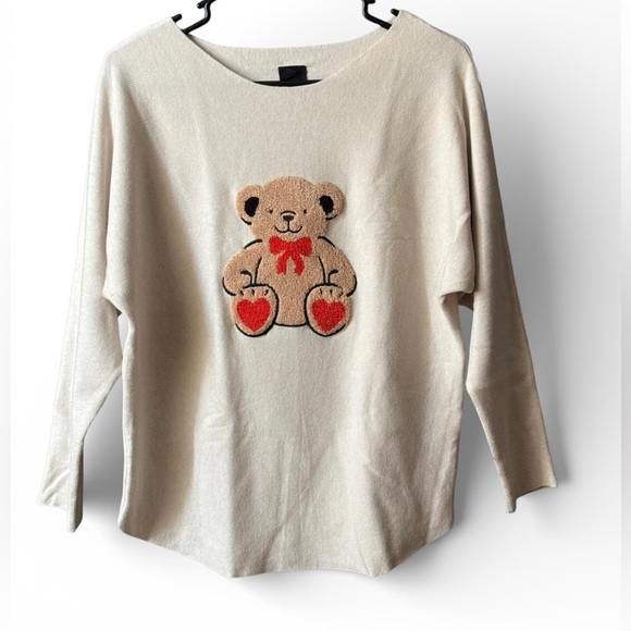 Aaeda Sweaters - Aaeda Cream Teddy Bear Knit Sweater Dolman Sleeve Size S